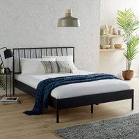 Home Source Double 4Ft/4Ft6/5Ft Black Metal Frame Bed with Headboard Home Bedroom | Size: King