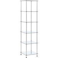 Berkfield Home 6-Tier Shelf Transparent 40x40x160 cm Tempered Glass in Clear | Size: 40 x 40 x 160 cm