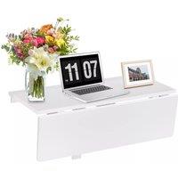 Costway Wall Mounted Table Folding Multi-use Hanging Drop-Leaf Laptop Desk in White