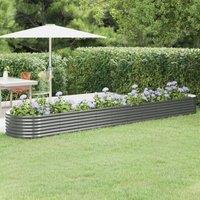 Berkfield Home Garden Raised Bed Powder-coated Steel 440x80x36 cm Grey | Size: 440 x 80 x 36 cm