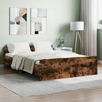 Berkfield Home Bed Frame with Headboard & Footboard Smoked Oak 140x190 cm in Brown