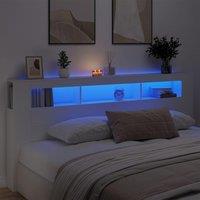 Berkfield Home LED Headboard White 220x18.5x103.5 cm Engineered Wood