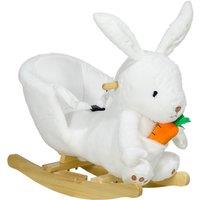 HOMCOM Kids Rocking Horse, Plush Rabbit-Shaped Baby Rocking Chair, for 18-36 Months in White