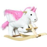 HOMCOM Kids Ride On Unicorn Baby Rocking Horse Rocker Chair with Music in Pink