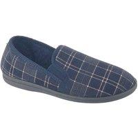 Sleepers Men's Dale Checked Velour Slippers in Navy | Size: 8