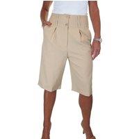 Paulo Due Women's Tailored Wide Leg Knee Shorts in Beige | Size: 12