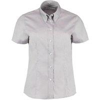 Kustom Kit Women's Premium Oxford Tailored Short-Sleeved Shirt in Silver | Size: 22