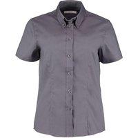 Kustom Kit Women's Premium Oxford Tailored Short-Sleeved Shirt in Charcoal | Size: 28
