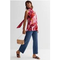 Cutie London Women's Halter Neck Top with Tie Back in Pink | Size: 8
