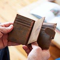 Paper High Buffalo Leather Credit Card Wallet in Brown