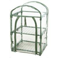 idooka Mini Greenhouse Garden 2 Tier Portable Outdoor Garden Storage Green House with Shelving + Cover