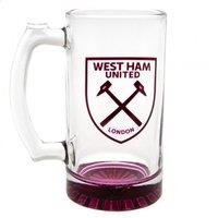 West Ham United FC Crest Glass Tankard in Burgundy