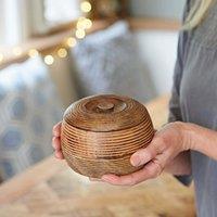 Paper High Makula Natural Mango Wood Bowl with Lid | Size: Large
