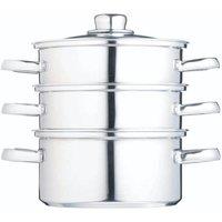 KitchenCraft Stainless Steel Three Tier Steamer 16cm (6"), Gift Boxed in Mid Grey