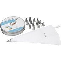 KitchenCraft 16pc Cake Decorating Set, Icing Piping Bag & Nozzles with Storage Tin