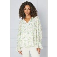 Floral Embroidered Balloon Sleeve Top