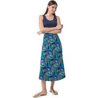 Leaf Print Linen Blend A-Line Skirt