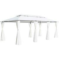 Gazebo with Curtains 600x298x270 cm White 180g/m