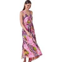 Abstract Tie Front Tiered Maxi Dress