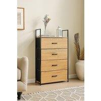 Freestanding 4-Drawer Wood and Fabric Storage Cabinet