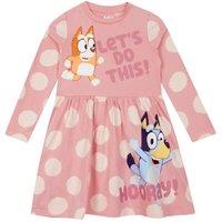 Bluey Girl's Long Sleeve Dress in Pink | Size: 4-5 Years