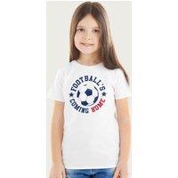 Football's Coming Home Football Badge Euro T-Shirt in White | Size: 7-8 Years