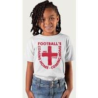 Football's Coming Home England Badge Euro Football T-Shirt in White | Size: 3-4 Years