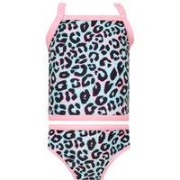 Harry Bear Girl's Animal Print Tankini in Blue | Size: 3-4 Years