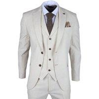TruClothing Men's TP-20 - 3 Piece Linen Summer Suit in Cream | Size: 38R