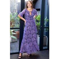 Hot Squash Women's Keyhole Lace Dress with Asymmetric Hem in Lilac | Size: 10