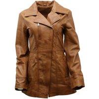 Infinity Leather Women's Md Length Leather Biker Jacket-Okehampton in Tan | Size: 24
