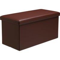 Snug City Faux Leather Storage Ottoman Storage Box With Lid Foldable - 76x38x38cm Rectangle in Brown | Size: Large