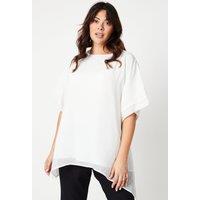 Curve Ivory Hanky Hem Grown On Sleeve Top