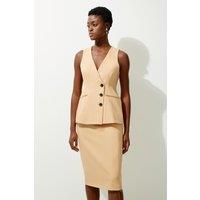 Tailored Side Split Midi Pencil Skirt