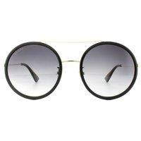 Gucci Women's Round Black Gold Grey Gradient Sunglasses