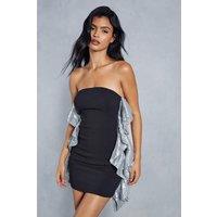 Premium Sequin Contrast Frill Bandeau Mini Dress