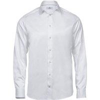 TEE JAYS Men's Luxury Comfort Fit Long Sleeve Oxford Shirt in White | Size: Small