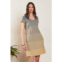 Nomads Clothing Women's Striped Cotton Handloom Tunic Dress in Beige | Size: 16