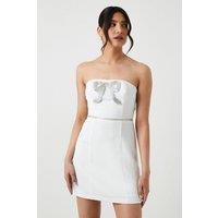 Coast Women's Embellished Statement Bow Crepe Mini Dress in Ivory | Size: 14