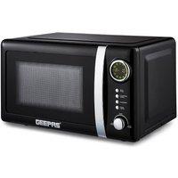 Geepas Retrovive 700W Digital Microwave Oven with 12 Presets, Defrost & 20L Capacity, Black