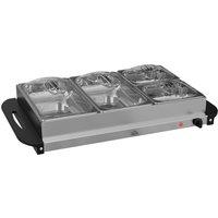 HOMCOM 300W Electric Buffet Server with Cool Touch Handles in Silver