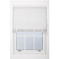 Furnished White Faux Wood Venetian Blinds - 50mm Slat Window Shade for Home & Office | Size: 205 cm width x 210 cm drop