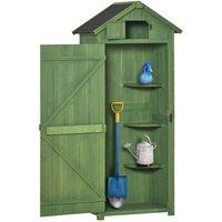 OUTSUNNY Wooden Garden Storage Shed Tool Storage Box, 77 x 54 x 179 cm in Dark Green