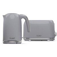 Geepas "Fluted" Matching 1.7L Cordless Kettle & Toaster Set in Grey