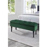 Green Luxury Buttoned Tufted Velvet Storage Ottoman Bench
