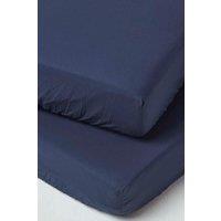 Homescapes Cotton Cot Bed Fitted Sheets 200 Thread Count, 2 Pack in Navy