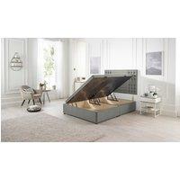 Somnior Flexby Tweed Fabric Side Opening Ottoman Bed With Headboard in Grey | Size: Small Double