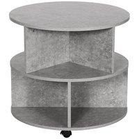 HOMCOM 2 Tier Round Coffee Tea Table End Side Desk Sector Divider Shelves in Grey