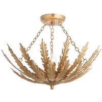 Netlighting Delphine Decorative Gold Layered Leaf Semi Flush Ceiling Light
