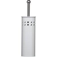 Orsina White Square Design Toilet Brush, Stainless Steel Lavatory Brush With Grip Handle, Loo Brush With Round Lid